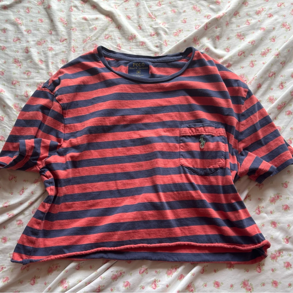 Polo by Ralph Lauren Navy and Red Striped Tee